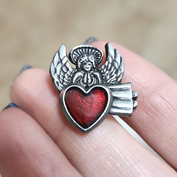 Pair Of Pewter Faith & Love Clutch Pins - Picture 5 of 5